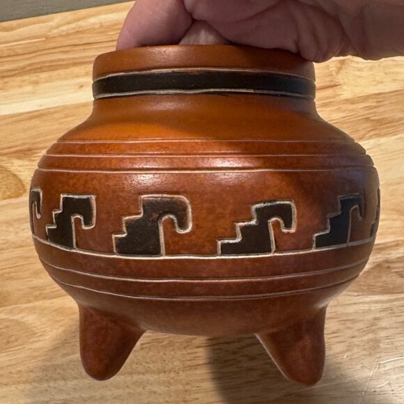 Hand Made Terra Cotta Pottery Signed by Hecho A Mano From Teotihuacan Mex - Picture 5 of 6